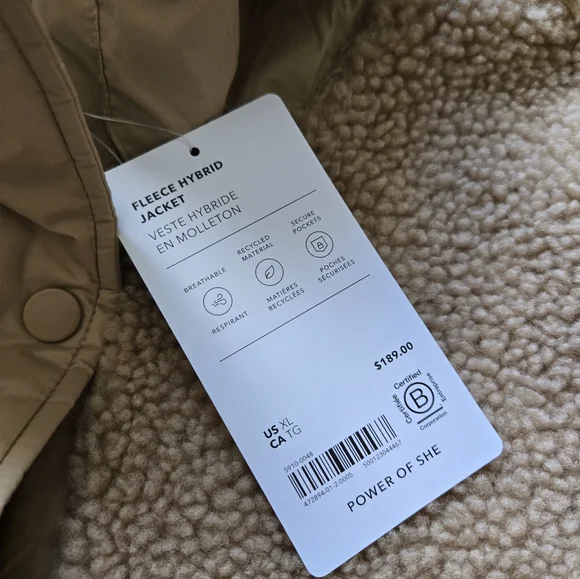 Athleta Fleece Hybrid Jacket Womens XL Tan Cropped - Picture 9 of 12